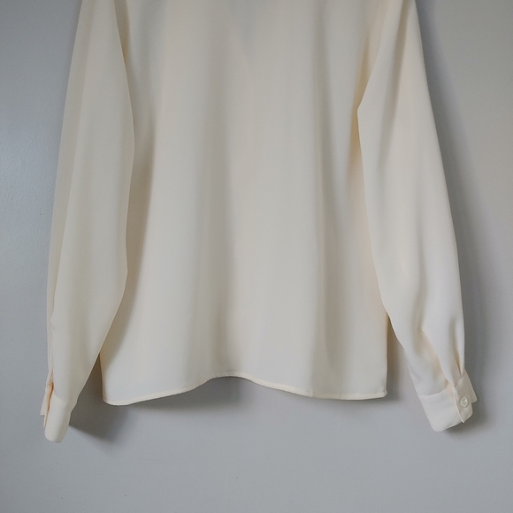 Vintage Ports International Blouse Button Up Collar Shirt Cream Size 8 - Picture 11 of 13